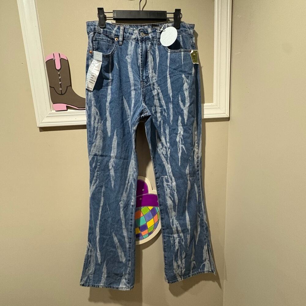 Chic‎ Blue Tie-Dye Flare Jeans